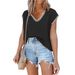 2026 Summer New Cross-Border European And American Women's Pullover V-Neck Short Sleeve Striped Knitted Sweater_ecoleips.com