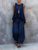 Women's Summer Casual Fashion Sleeveless Wide Leg Pants Set New European And American Style Two Piece Set Trendy Cross Border Style_ecoleips.com