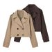 Trendy Double-Breasted Lapel Cropped Trench Coat – Chic Short Jacket For Women (Modern & Versatile, Lightweight Outerwear For Spring & Fall)_ecoleips.com