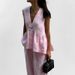2026 Spring New European And American 's Fashion Elegant Commuting Simple V-neck Solid Color Pants Suit For_ecoleips.com