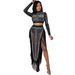 Women's Clothing Sexy Nightclub Hot Diamond Mesh See Through Long Sleeved Slit Long Skirt Two Piece Set_ecoleips.com