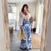 Women's Clothing Summer New Blue And White Porcelain Positioning Printing Fashion Casual Wide Leg Straight Pants_ecoleips.com