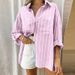 Women's Clothing Striped Shirt Women New Temperament Versatile Long Sleeved Shirt Cardigan Loose_ecoleips.com