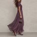 Women's V Neck Full Skirt Dress Casual Elegant Waist Cinching Ruffle American Style Spring Summer_ecoleips.com