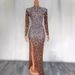 Stage-Ready Glitter Mesh Gown – Long Sleeve Bodycon Evening Dress With Crystal Embellishments For Performers_ecoleips.com