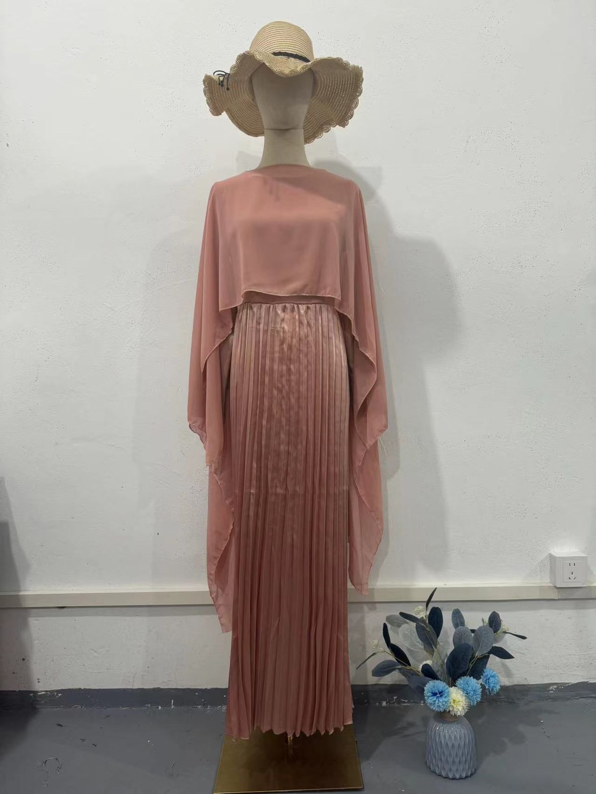 Women's Clothing Autumn New Pink Pleated Temperament Waist Long Sleeved Dress Suit For Women_ecoleips.com