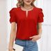 Women's Summer Short Sleeve Top - Breathable Loose Fit Casual Tee In Solid Colors_ecoleips.com