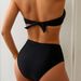 Women's Clothing Solid Color Detachable Halter Neck Tie Bandeau Bikini Swimsuit Set_ecoleips.com