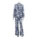 Spring/Autumn Women's Ink Painting Print Pant Set Simple INS Style Long Sleeve Top with Small Lapel & Long Pants Two-Piece Suit_ecoleips.com