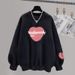 Autumn/Winter Women's Fleece Lined Thickened round Neck Sweatshirt Pure Cotton Oversized Trendy Top_ecoleips.com