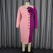 Women's Clothing Color Blocked Rose Dress For Women V Neck Long Sleeve Midi Evening Gown Unique Party/Banquet Wear_ecoleips.com
