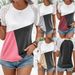Aria Basics Aria Basics Cross-border European And American Women's Clothing, Summer Color-blocking, Round-neck Loose Short-sleeve Casual_ecoleips.com