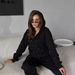 Women's Clothing Hooded Zipper Long Sleeves Full Body Hot Diamond Top Drawstring Trousers Sweater Suit Two Piece Suit Fashionable Sports Style Outfit_ecoleips.com