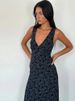 Tossy Summer Printed Deep V Long Dress Women's Fashion Floral Contrast Color Sleeveless Waist Slim New Evening Dress Long Dress_ecoleips.com