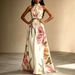 Summer New Women's Elegant Slimming Printed Dress Halter Neck Long Full Skirt American Vacation Style_ecoleips.com