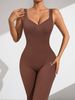 Women’s Clothing V neck backless thick thread jumpsuit fixed double shoulder straps sports body shaping jumpsuit seamless hip lifting yoga clothes_ecoleips.com