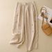 Retro Casual Women's Cotton Linen Cropped Pants Elastic Waist Chinese Button Carrot Harem Style Available In 3 Colors For Spring Summer_ecoleips.com