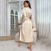 Daenerys Summer Sexy Imitation Silk Nightgown For Women Sleeve Long Tie Bathrobe Morning Robe Fashionable Casual_ecoleips.com