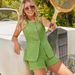 Women's Clothing Sleeveless Small Vest Vest With Textured Shorts Two Piece Suit For Women_ecoleips.com