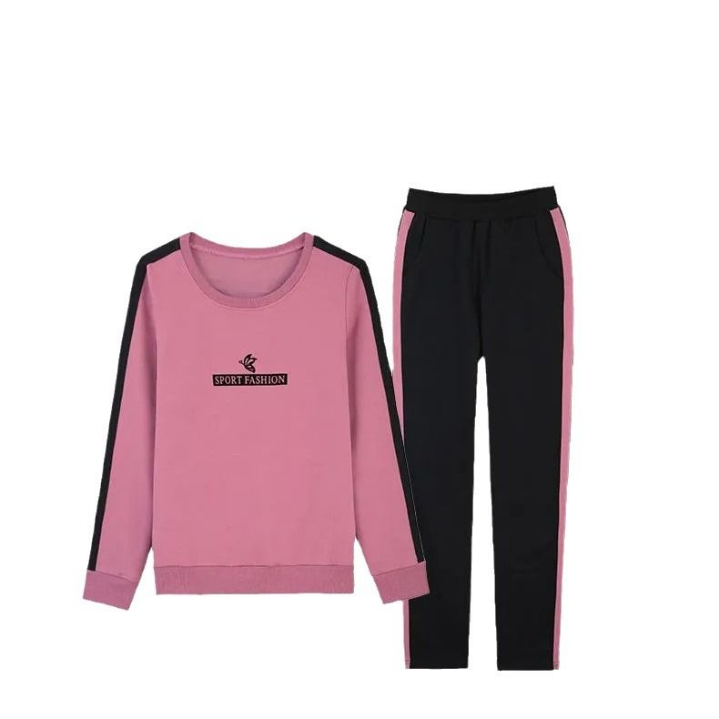 Plus-size Women's Sports Suit For Spring Autumn 2026, New Style Mom Outfit, Sweatshirt And Long Pants, Stylish Casual_ecoleips.com