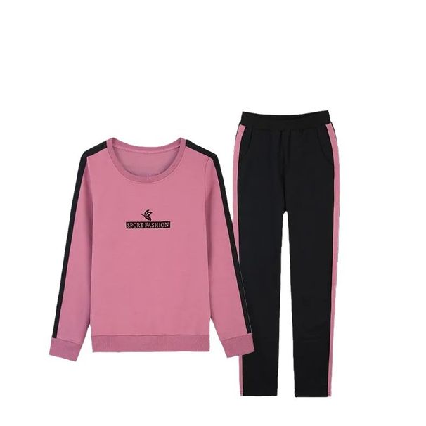 Plus-size Women's Sports Suit For Spring Autumn 2026, New Style Mom Outfit, Sweatshirt And Long Pants, Stylish Casual_ecoleips.com