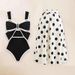Women's Trendy Backless Swimsuit Flattering Fit Black Trim Inspired Bow One-Piece Summer Swimwear_ecoleips.com
