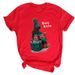 Merry Christmas Tree Santa Claus Print Plus Size Women's Loose Simple Short Sleeve T-Shirt_ecoleips.com