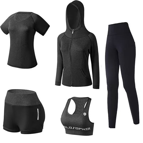 Women's Clothing Yoga Five Piece Sports Jacket Long Sleeve Tight Fitness Top Running Quick Dry Slim Zipper Yoga_ecoleips.com
