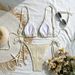 Women's Sexy Shell Bikini Two Piece Swimsuit Lace Up Solid Color American Style For Beach Vacation_ecoleips.com
