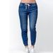 Denim Trousers With Drawstrings, Wish Cross-border Jeans, Women's Cuffed Lantern-style Washed Jeans_ecoleips.com