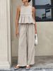 Women's Clothing Women's Plaid Suit Set Ruffled Skirt Round Neck Sleeveless Fashionable And Elegant Two Piece Set Style_ecoleips.com