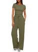2026 European American Foreign Trade Women's Two-piece Casual Set: Short-sleeved Top And High-waisted Wide-leg_ecoleips.com