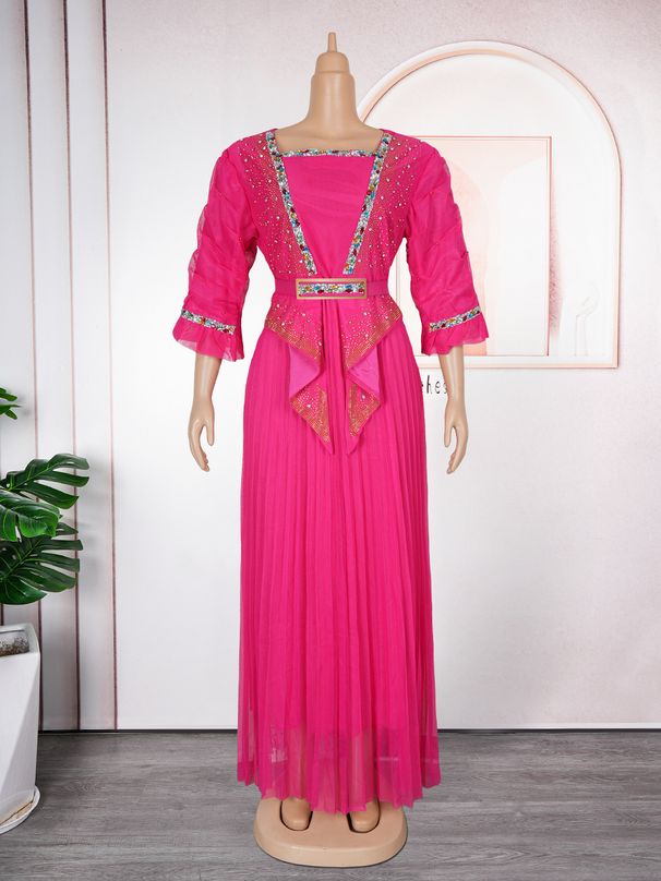 Women's Clothing Elegant Pleated Skirt Long Skirt Muslim Large Size Dress_ecoleips.com