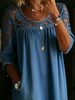 Women's Clothing Women's Loose Fitting Hollowed Out Lace Casual Loose Denim Shirt Solid Color Style For Formal & Casual For Women_ecoleips.com