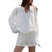 Aria Basics Aria Basics 2026 European American Fashion Autumn New Product: Loose-collar Sun Protection Top And Shorts Set, Long-sleeve Shirt,_ecoleips.com
