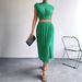 Women's Style Two Piece Skirt Set Sleeveless Fitted Top Sexy Summer Outfit With Side Slit_ecoleips.com