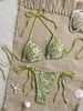 Women's Gold Foil Bikini Set – Sexy Halter Neck Swimwear With Padded Cups, Stretchy & Stylish_ecoleips.com