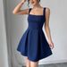 Women's Clothing New Sexy Fashion Waist Short Sleeveless Square Collar Dress_ecoleips.com