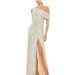 Sequin Oblique Collar Dress – Elegant High Slit Evening Gown For Women (4 Colors)_ecoleips.com
