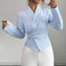 Aria Basics Aria Basics 2025 Cross-Border European And American Striped Long-Sleeve Autumn, Foreign Trade Elegant Tie-Up Shirt Cardigan_ecoleips.com