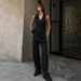Cotton And Linen Khaki Cardigan Vest Straight-Leg Pants Two-Piece Set For Women 2025 Autumn New Casual Outfit_ecoleips.com