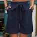 Women's Oversized Woven Solid Color Casual Shorts Comfortable Loose Fit High Waist Knee-Length Summer Fashion_ecoleips.com