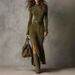 2025 In Stock High-Quality Suede New Autumn European And American Fashion Elegant Temperament Zipper Stand Collar Dress_ecoleips.com