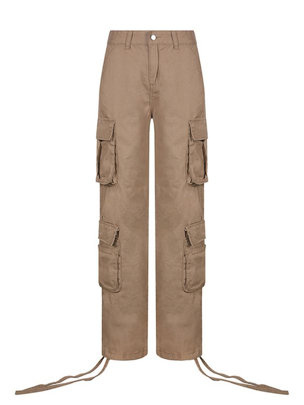 Women's Clothing Overalls New Casual Trousers For Women Six Pockets High Waist_ecoleips.com