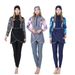 Muslim Women's Conservative Patchwork Swimsuit Three Piece Set With Hood_ecoleips.com