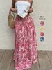Vacation Style Stretchy Waist Long Maxi Skirt - Flowy Beach Skirt With Elastic Waistband_ecoleips.com