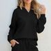 European American Style Drawstring Solid Color Textured Fashion Casual Suit Women, New Autumn Winter Long-sleeve_ecoleips.com