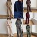 Women's Clothing Autumn/Winter Casual Loose Turtleneck Knitted Sweater Set Style Solid Color Fashion For Women_ecoleips.com