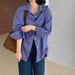Women's Clothing Retro Blue Plaid Shirt Loose Slim Sunscreen Shirt_ecoleips.com