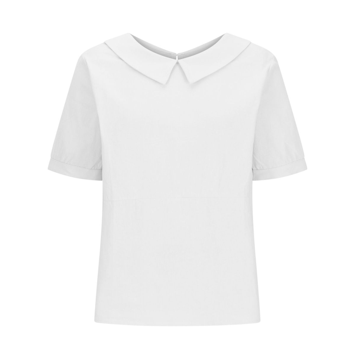 K New Loose Collared Shirt, Women's Short Sleeved Top_ecoleips.com